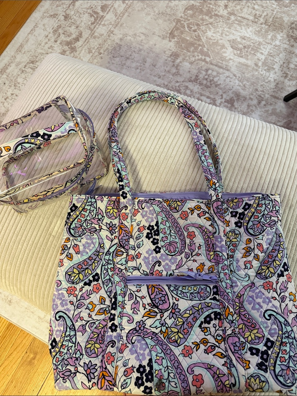 VERA BRADLEY Maddalena Paisley Vera Tote Bag Carry On & Make Up Case 2 pieces